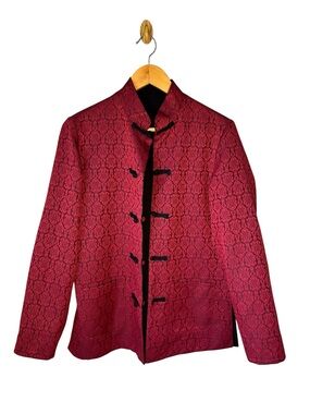 Mandarin Collar Reversible Jacket Frog closure Blazer Jacquard No Size Tag Label